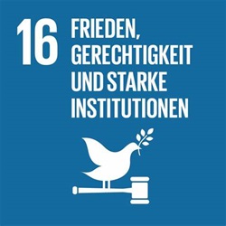 SDG 16 - Frieden, Gerechtigkeit und starke Institutionen.