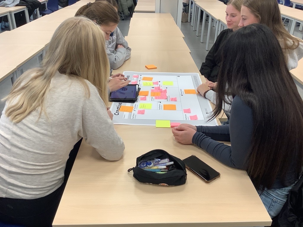 Junior Innovation Day 2025 III Schüler arbeiten während des Junior Innovation Days an ihren Business Modellen.