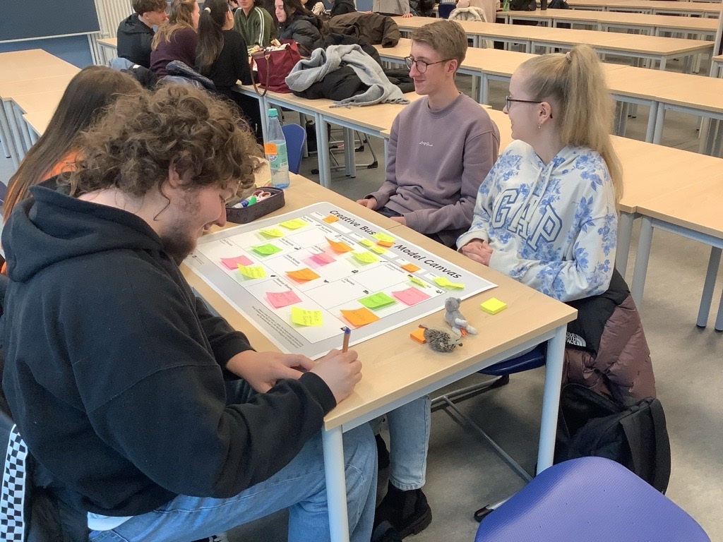 Junior Innovation Day 2025 Schüler arbeiten während des Junior Innovation Days an ihren Business Modellen.